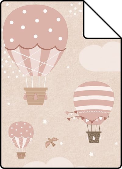 Proefstaal ESTAhome behang luchtballonnen roze - 26.5 x 21 cm - 131347-S