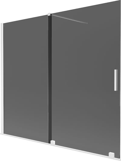Mexen Velar badscherm 2-delig schuifbaar 180 x 150 , grafiet, wit - 896-180-000-41-20