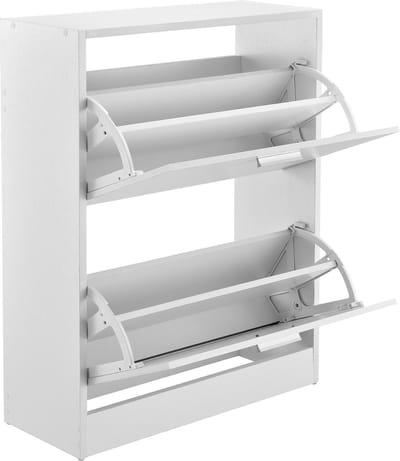 Schoenenkast met 2 vouwdeuren en 4 vakken 63x24x81cm wit