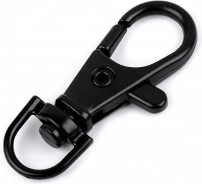 2x musketonhaak metaal - musketonhaken zwart - karabijnhaak - sleutelring/keycord - 10mm opening - 4 cm - keycord sleutelhanger
