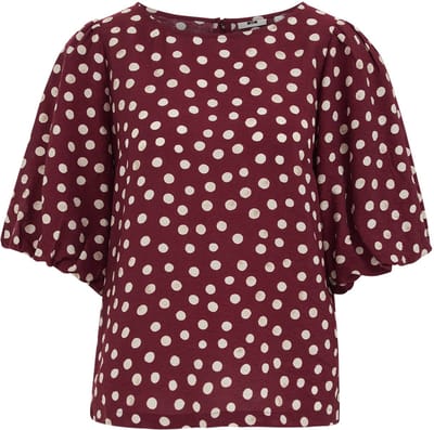 WE Fashion Dames blouse met print en ballonmouwen