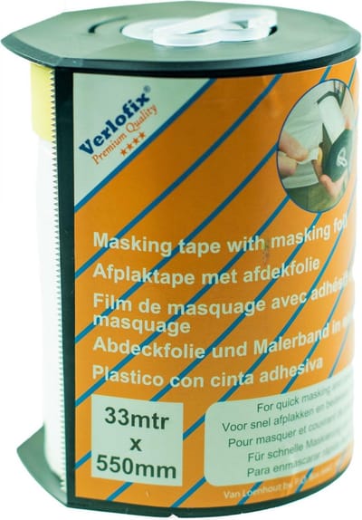Verlofix Afplaktape Met Afdekfolie 550 Mm X 33 M In Dispenser