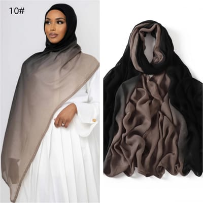 10 Couleurs Haute Qualité Femme Dégradé Coton Modal Rayonne Hijab Foulard Dame Ramadan Écharpes Châles Bandeau Musulman Foulards Islamiques gray