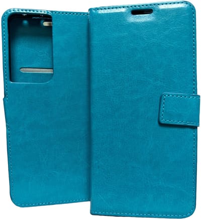 Bookcase Geschikt voor: Samsung Galaxy S21 Ultra 5G - Tuquoise - portemonnee hoesje