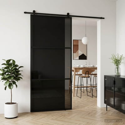 vidaXL - Schuifdeur - 102 - x - 205 - cm - Gehard - glas - en - aluminium