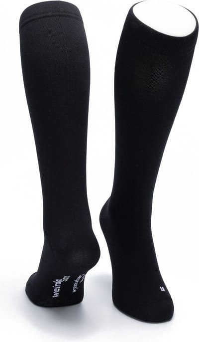 WeirdoSox - Compressie sokken - Knie hoogte - Steunkousen voor vrouwen en mannen - 1 paar - Zwart 39/42 - Ideaal als compressiekousen hardlopen - compressiekousen vliegtuig