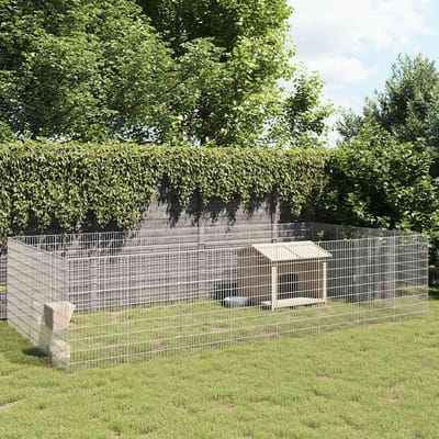 vidaXL - Dierenverblijf - 24 - panelen - 54x100 - cm - gegalvaniseerd - ijzer