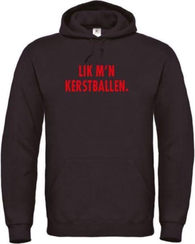 Foute kersttrui hoodie zwart XL - Lik m'n kerstballen - Rood - soBAD. | Kersttrui soBAD. | kerstsweaters volwassenen | kerst hoodie volwassenen | Kerst outfit | Foute kerst truien