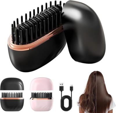 Mini-Stijltang - 1 Stuk - Draadloze Stijltang - Compact En Draagbaar - Met 3 Standen - Draagbare USB-Oplaadbare Stijltang - Mini - Warme Borstel - Haar En Verzorging - Geschikt Voor Thuis, Op Reis, Op Kantoor En Voor Dagelijks Gebruik - Zwart