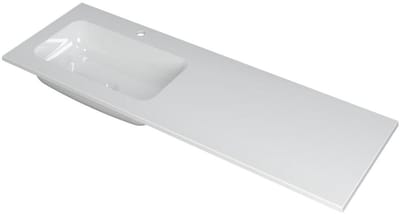 INK Faktor Wastafel Polystone Links met 1 Kraangat - 1400x450x15 mm - Glans Wit