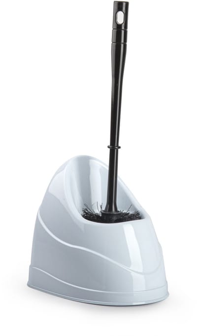 PlasticForte Toiletborstel - wc-borstel - met houder - 45 cm - wit/zwart - Toiletborstelhouders / wc-borstelhouders - kunststof