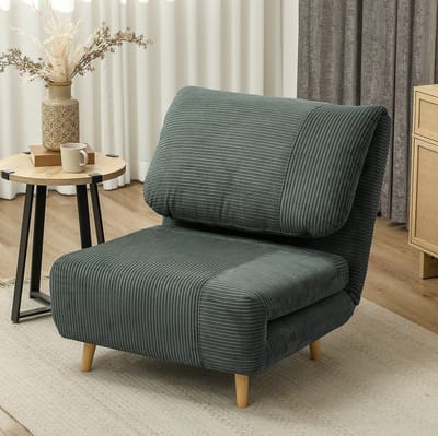STILVORA Fauteuil - Slaapfauteuil 82 x 89 x 83 cm - Verstelbare Rugleuning En Uitklapbaar Logeerbed - Voor Woonkamer En Slaapkamer - Stof Groen