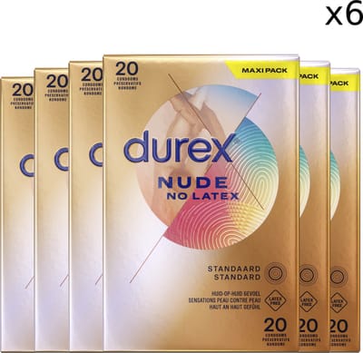 Durex - Condooms - Nude - Latexvrij - 6x 20 stuks