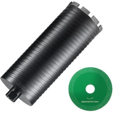 VEVOR Diamantboor Kernboor, 108 Mm Natte/Droge Diamantkernboor voor Bakstenen en Blokken, Betonkernboor Met Geleideboor en Zaagblad, 241,3 Mm Boordiepte, 5/8"-11 Binnendraad