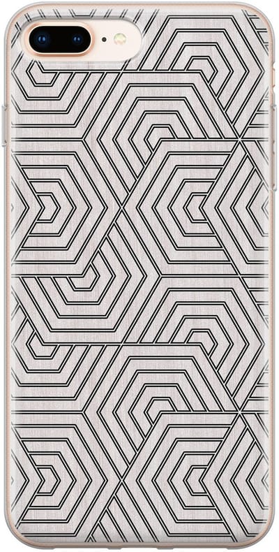 Leuke Telefoonhoesjes - Geschikt voor iPhone 8 Plus - Geometrisch - Soft case - TPU - Grijs