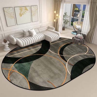 Ovaal Tapijt in Moderne Stijl voor Woonkamer Groot Formaat Wasbaar Salontafelmat IG Woondecoratie Antislip Zachte Kleden Aanpasbaar 200*250cm