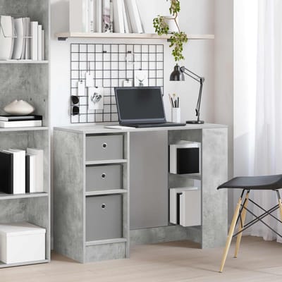 vidaXL - Bureau - Beton - Grijs - 100 - x - 40 - x - 75 - cm - Bewerkt - hout
