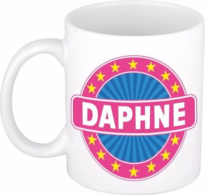 Bellatio Decorations - Daphne voornaam - koffiemok - beker - wit/roze - 300 ml - Cadeau - Dames - Collega - Moederdag - Verjaardag