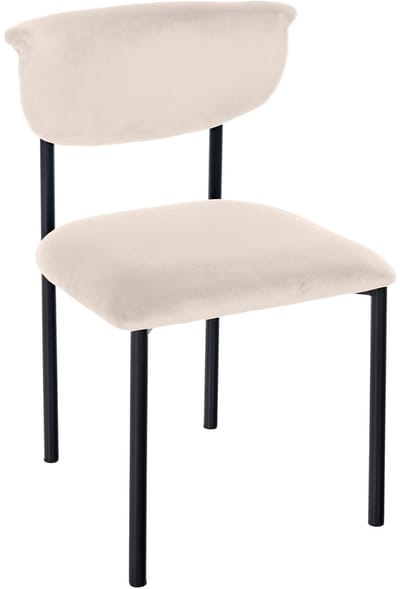 CLP Gambell Eetkamerstoel - klassiek - met rugleuning - zwart metalen poten - velvet - fluweel - Fluweel/creme