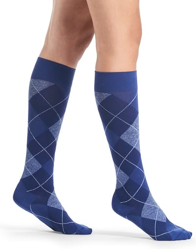 Sigvaris Microfiber Shades Steunkousen Dames Argyle Blauw-Maat: 41 - 44