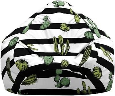 Mateju Zitzakstoel, zitzakstoel voor volwassenen, 3D-planten met doornen, zitzak zonder vulling, opslag van pluche speelgoed, grote zitzakken, zitzakken met hoge rug, geschikt voor binnen en buiten