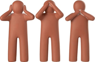 J-Line figuur P'tit Maurice Horen/Zien/Zwijgen - polyresin - oranje - large - 3 stuks