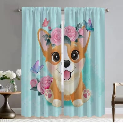 Schattige Hond Panda Verduisteringsgordijnen 2 Stuks Scheidingsgordijnen voor Slaapkamer Raamgordijn Woonkamergordijn Halloween Decoratie W50xH70cmx2pcs-CL gray