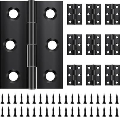 Scharnieren vouwbaar 44mm × 31mm, zwart roestvrij staal scharnieren pianoband scharnieren klein scharnierband, deurscharnier voor deuren, ramen, kasten met 60 stuks schroeven