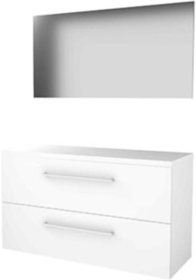 Basic-Line Basic 46 Badkamermeubelset - 120 x 46 cm - Met Grepen - 2 Lades - Wastafelblad - Spiegel - Ice White