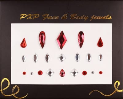 Face & Body Jewels Glitter sticker( Carnaval ): rood/ zirkonia