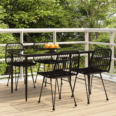 vidaXL - 5-delige - Tuinset - poly - rattan - zwart