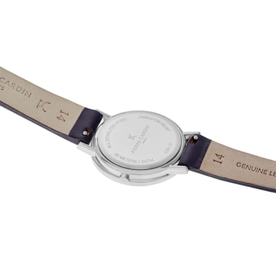 Pierre Cardin Belleville PC Monogram CBV.1507 Horloge - Leer - Paars - Ø 31 mm
