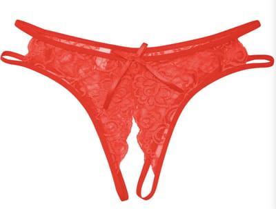 *** Verleidelijke Rode String met Open Kruis en Kant - Sensueel Design met Strik - Oneindig Verleidelijk - Perfecte Pasvorm voor Elke Vrouw - van Heble® ***