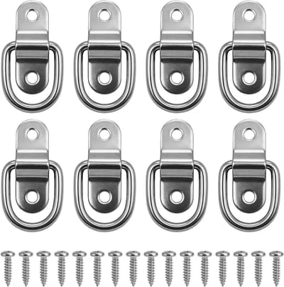 8 stuks D-ring sjorringen voor aanhangers - roestvrij staal, stevige bevestigingsogen voor camper, vrachtwagens en kajaks, ideaal voor camping en transport