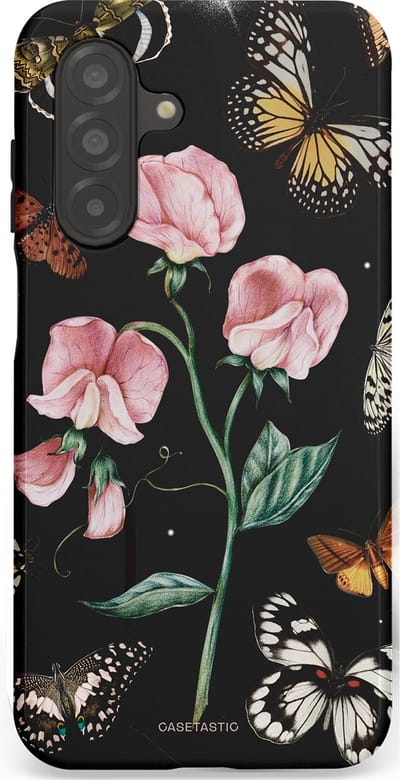 Casetastic hoesje geschikt voor Samsung Galaxy A26 - Dubbellaagse bescherming - Vleugels en bloemen - Fashion Case - Zwart Grijs Taupe