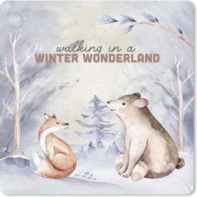 Muismat 20x20 cm - Mousepad Winter - Beer - Vos - Muismatten - Kerst - Cadeau - Kerstcadeau voor mannen en voor vrouwen