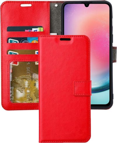 Portemonnee Book Case Hoesje Geschikt voor: Samsung Galaxy A14 - 5G & 4G - Rood