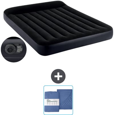 Intex Luchtbed - 2-Persoons - 152 x 203 x 25 cm - Blauw - Inclusief pomp en Hoeslaken