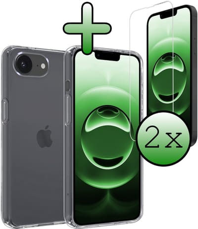 Hoesje Met 2x Screenprotector - Geschikt voor Apple iPhone 16e - Sterk & Shockproof - Back Cover - Siliconen Case - Telefoon Hoes - Transparant