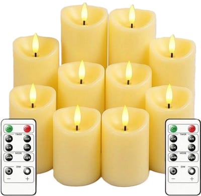 Allero LED Kaarsen - LED Kaarsen met afstandsbediening - Bewegende Vlam - 10 stuks - Kaarsen met timer - Bewegende vlammen