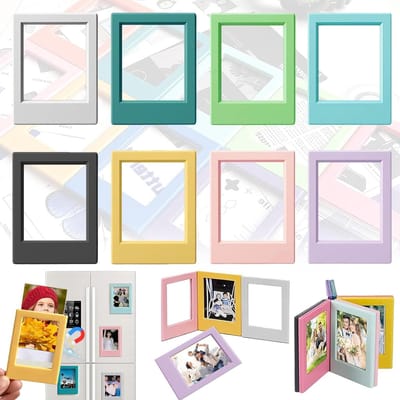 Set van 8 Magnetische Foto Frames, Kleurrijke Mini Fotolijsten van 3 Inch, Persoonlijke en Zelfklevende Fotolijsten voor Creatieve Decoratie