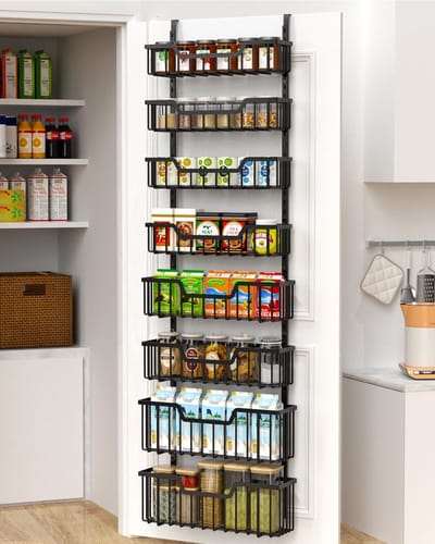 Dailygoods- Pantry Organizer 8-Tier - Opbergrek Metaal - Verstelbare Manden - Keuken Organizer - Opbergrek voor Deur - Maximale Verticale Ruimte