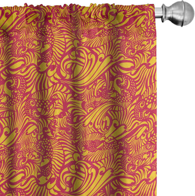 ABAKUHAUS – 2x 75x225 cm Voorhangen – Mikrofaser, Halfdonker, Magenta-oranje