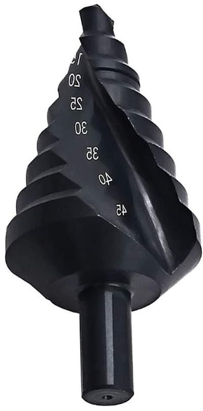 Set van 10-45 mm HSS Trapboor met Spiraalvormige Sleuven en Driehoekige Schacht voor Metaal, Kunststof en Isolatiematerialen