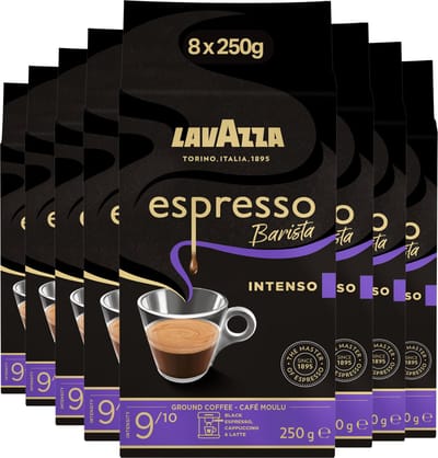 Lavazza Espresso Barista Intenso Filterkoffie - Gemalen Koffie - Blend van Arabica & Robusta Bonen - Intensiteit 9/10 - 8 x 250 gram