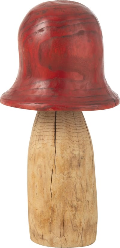 J-Line decoratie Paddenstoel Stolp - hout - rood/naturel - large