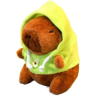 Peluche Capybara Mignonne avec Capuche et Ailes Poupée de Simulation Petite Taille Animaux en Peluche Jouet Moelleux Anime Porte-clés Fête d'Anniversaire vert
