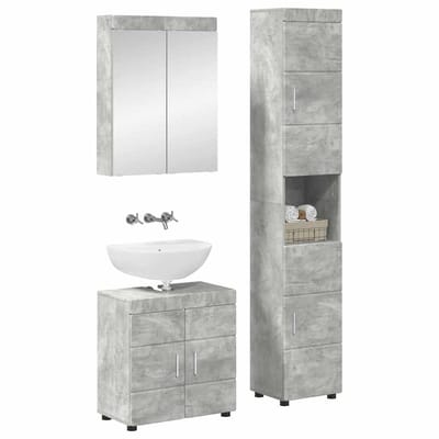 vidaXL - Badkamermeubel - Set - TULUM - 3 - st - Beton - Grijs - 60 - x - 34 - x - 63 - cm