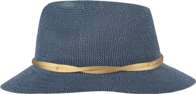 Hatland - Yolanthe - Toyo hoed met gouden band - Blauw - Maat S/M - Unisex