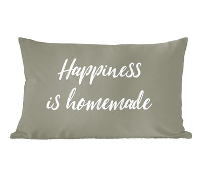 Sierkussens - Kussentjes Woonkamer - 60x40 cm - Quotes - Happiness is homemade - Spreuken - Geluk